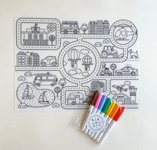 Load image into Gallery viewer, Silicone Reusable Coloring Tablemat Set
