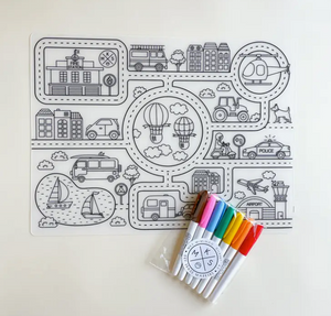 Silicone Reusable Coloring Tablemat Set